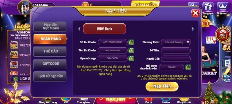 Nạp tiền vào 68 game bài để chơi Tây du ký