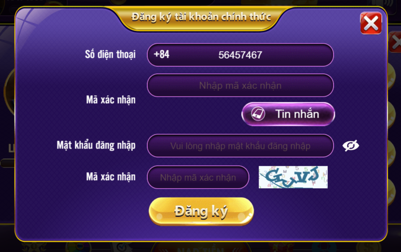 Hoàn thiện thông tin đăng ký 68 game bài do hệ thống yêu cầu