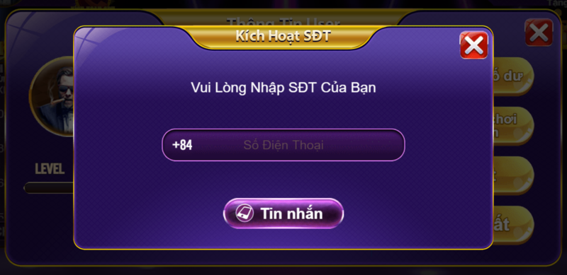 Kích hoạt số điện thoại trước khi đăng ký 68 game bài chính thức